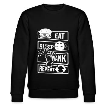 Eat Sleep Wank Repeat - Masturbation masturbieren - Stanley/Stella Unisex Bio-Sweatshirt CHANGER  - Schwarz - Vorne - Nik (191cm) & Marisol (170cm)