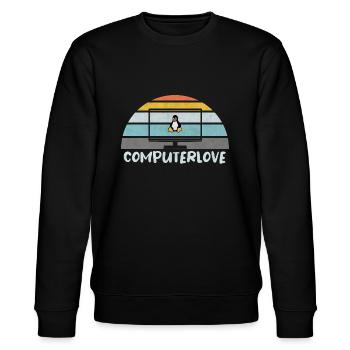 LINUX PINGUIN PROGRAMMIERER TUX PC COMPUTERLOVE - Stanley/Stella Unisex Bio-Sweatshirt CHANGER  - Schwarz - Vorne - Nik (191cm) & Marisol (170cm)
