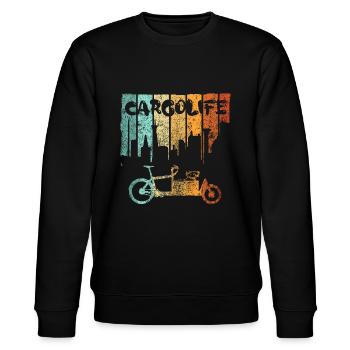 Cargobike Lastenrad Hund Cargolife Fahrradkurier - Stanley/Stella Unisex Bio-Sweatshirt CHANGER  - Schwarz - Vorne - Nik (191cm) & Marisol (170cm)