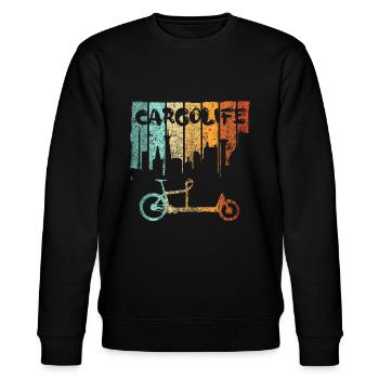 Vélo cargo Cargobike vélo cargo vélo Ebike - Sweat bio CHANGER Stanley/Stella Unisexe - noir - Devant - Nik (191cm) & Marisol (170cm)