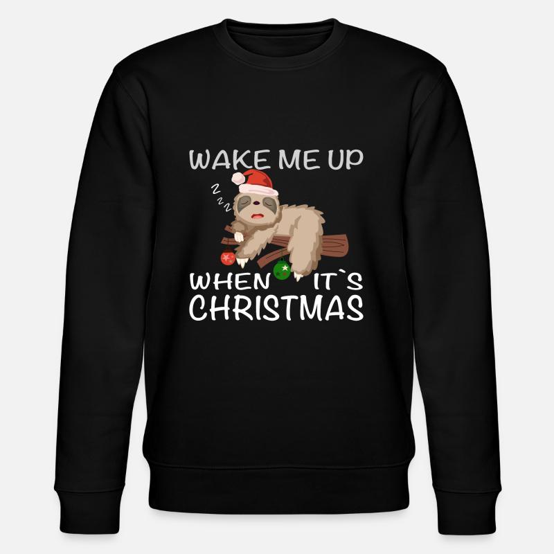 Sloth, Christmas, sleeping sloth - Stanley/Stella CHANGER Unisex Organic Sweatshirt - black