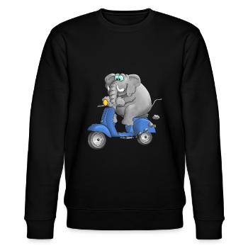 Motorroller Cartoon Comic - Stanley/Stella Unisex Bio-Sweatshirt CHANGER  - Schwarz - Vorne - Nik (191cm) & Marisol (170cm)