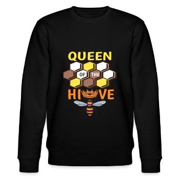 Queen Of The Hive Bienenkönigin Honigbiene - Stanley/Stella Unisex Bio-Sweatshirt CHANGER  - Schwarz - Vorne - Nik (191cm) & Marisol (170cm)