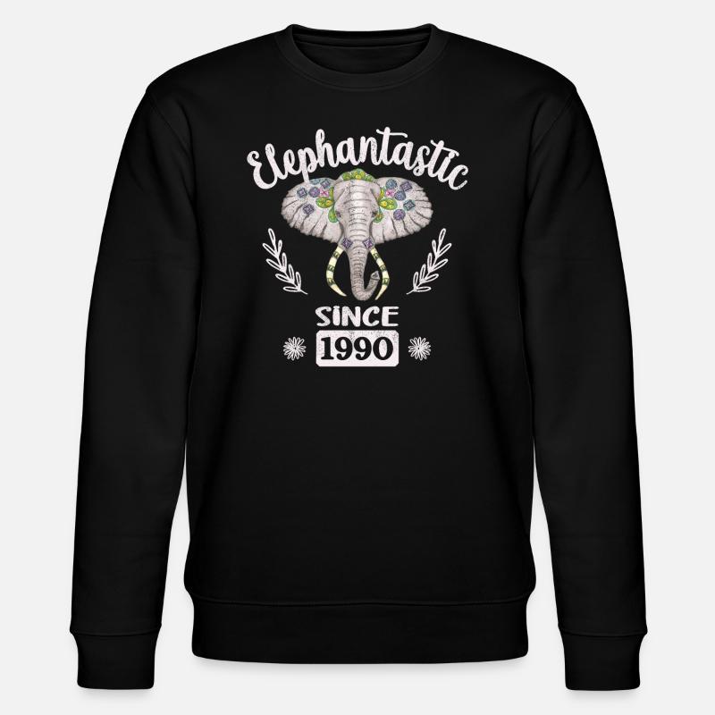 Elephantastic since 1990, Elephant Head Decorated - Stanley/Stella CHANGER Unisex Organic Sweatshirt - black