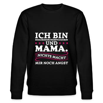 Heilerziehungspflegerin Mama Heilerziehungspflege - Stanley/Stella Unisex Bio-Sweatshirt CHANGER  - Schwarz - Vorne - Nik (191cm) & Marisol (170cm)