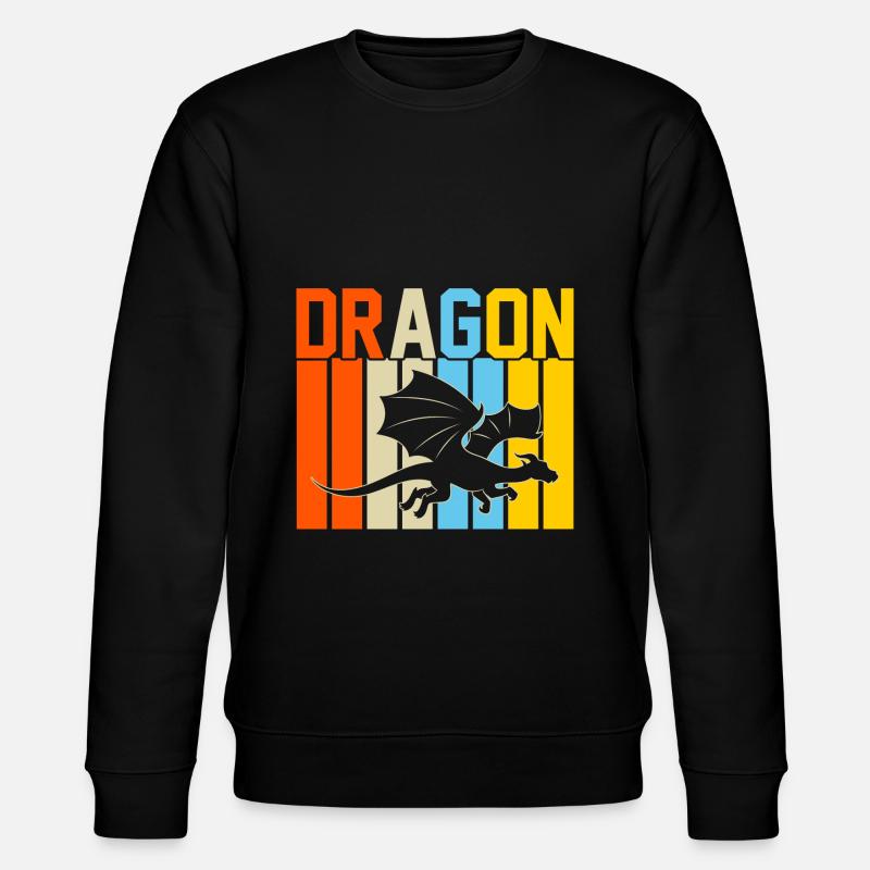 Drache Retro-Design Drache Geschenk - Stanley/Stella Unisex Bio-Sweatshirt CHANGER  - Schwarz