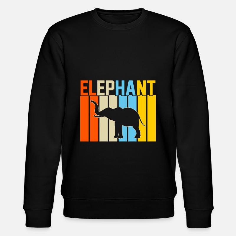 Elefant Retro-Design Elefantengeschenk - Stanley/Stella Unisex Bio-Sweatshirt CHANGER  - Schwarz