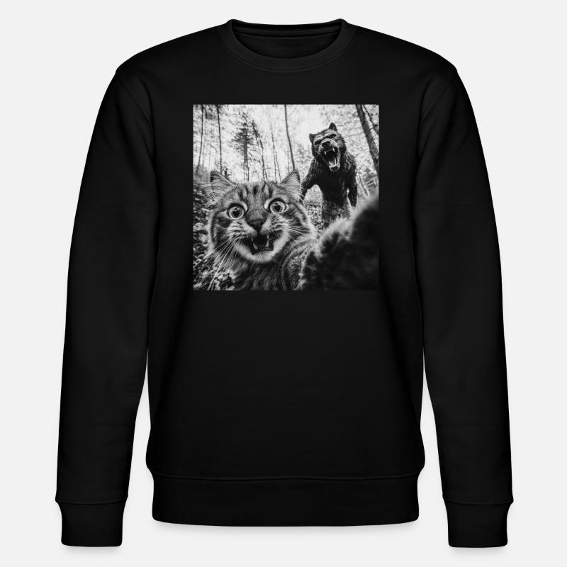 Humor Werwolf Selfie Katze - Stanley/Stella Unisex Bio-Sweatshirt CHANGER  - Schwarz