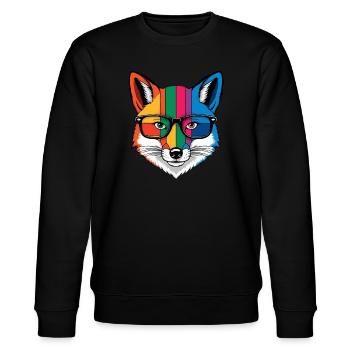 renard dessin animé cool coloré avec des lunettes - Sweat bio CHANGER Stanley/Stella Unisexe - noir - Devant - Nik (191cm) & Marisol (170cm)