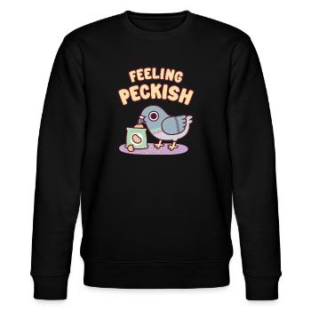 Cute Pigeon And Potato Chips Feeling Peckish - Stanley/Stella CHANGER Unisex Organic Sweatshirt - black - Front - Nik (191cm) & Marisol (170cm)