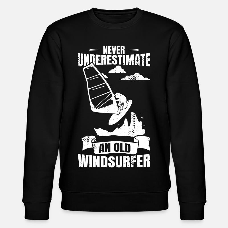 Never underestimate an old windsurfer - Stanley/Stella CHANGER Unisex Organic Sweatshirt - black