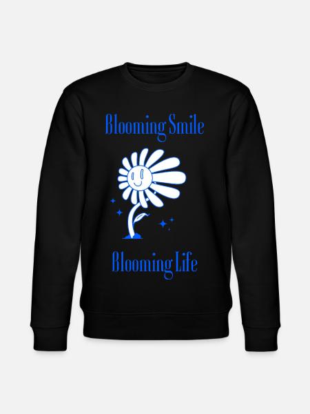 Blooming Smile – Blumengrafik mit Botschaft - Stanley/Stella Unisex Bio-Sweatshirt CHANGER  - Schwarz
