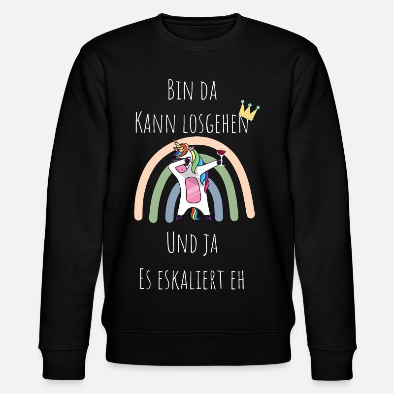 Unicorn Regenbogen Eskalation - Stanley/Stella Unisex Bio-Sweatshirt CHANGER  - Schwarz