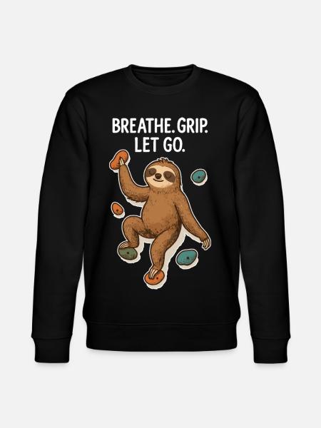 Zen Sloth: Grip Let Go Climbing - Stanley/Stella CHANGER Unisex Organic Sweatshirt - black