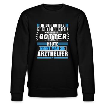 Götter in der Antike. Heute Arzthelfer - Stanley/Stella Unisex Bio-Sweatshirt CHANGER  - Schwarz - Vorne - Nik (191cm) & Marisol (170cm)