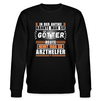 Götter in der Antike. Heute Arzthelfer - Stanley/Stella Unisex Bio-Sweatshirt CHANGER  - Schwarz - Vorne - Nik (191cm) & Marisol (170cm)