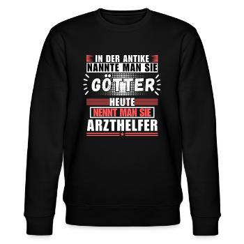 Götter in der Antike. Heute Arzthelfer - Stanley/Stella Unisex Bio-Sweatshirt CHANGER  - Schwarz - Vorne - Nik (191cm) & Marisol (170cm)