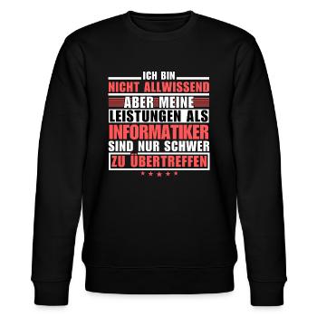 Unübertroffene Leistung als Informatiker - Stanley/Stella Unisex Bio-Sweatshirt CHANGER  - Schwarz - Vorne - Nik (191cm) & Marisol (170cm)