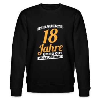 Geburtstag 18. Geburtstag 18. - Stanley/Stella Unisex Bio-Sweatshirt CHANGER  - Schwarz - Vorne - Nik (191cm) & Marisol (170cm)