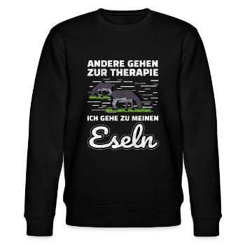 Esel lustiger Spruch Therapie - Stanley/Stella Unisex Bio-Sweatshirt CHANGER  - Schwarz - Vorne - Nik (191cm) & Marisol (170cm)