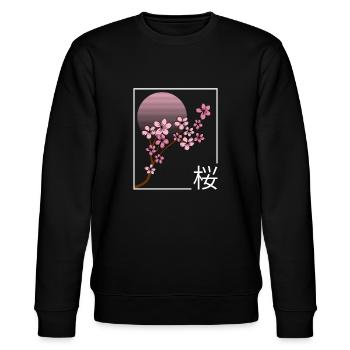 Kirschblüten Japanisches Kanji Sakura - Stanley/Stella Unisex Bio-Sweatshirt CHANGER  - Schwarz - Vorne - Nik (191cm) & Marisol (170cm)