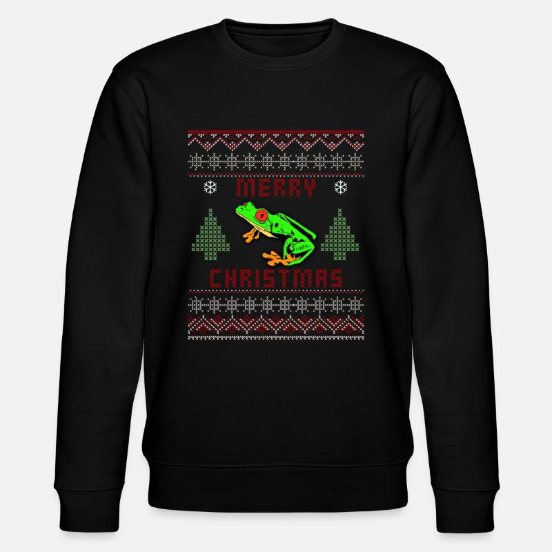 Rotäugiger Baumfrosch Hässlicher Weihnachtspullover Design - Stanley/Stella Unisex Bio-Sweatshirt CHANGER  - Schwarz