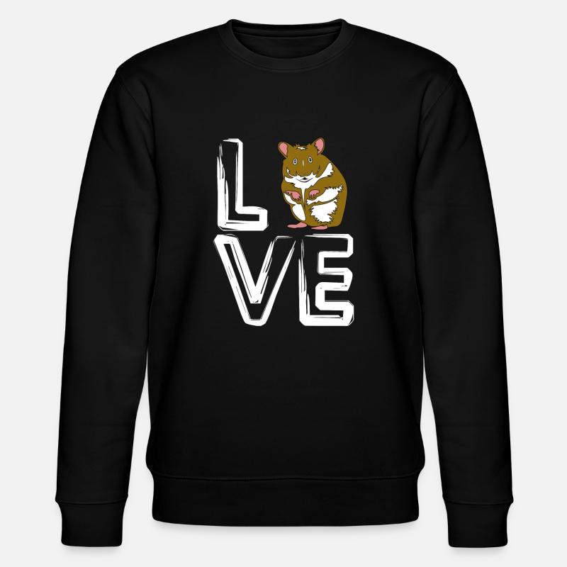 Retro Ich liebe Hamster - Stanley/Stella Unisex Bio-Sweatshirt CHANGER  - Schwarz