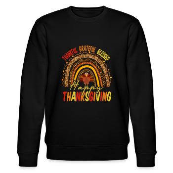 Dankbar dankbar dankbar gesegnete Thanksgiving-Geschenke - Stanley/Stella Unisex Bio-Sweatshirt CHANGER  - Schwarz - Vorne - Nik (191cm) & Marisol (170cm)