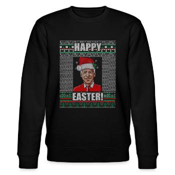 Lustiger Biden Hässlicher Weihnachtspullover Frohe Ostern - Stanley/Stella Unisex Bio-Sweatshirt CHANGER  - Schwarz - Vorne - Nik (191cm) & Marisol (170cm)