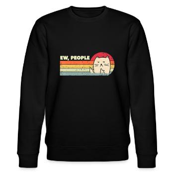 Retro Stil ew, Leute T-Shirt lustige Katze - Stanley/Stella Unisex Bio-Sweatshirt CHANGER  - Schwarz - Vorne - Nik (191cm) & Marisol (170cm)