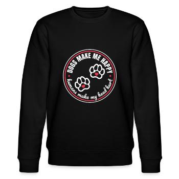Hunde machen mich glücklich Menschen machen meinen Kopf verletzt Geschenk - Stanley/Stella Unisex Bio-Sweatshirt CHANGER  - Schwarz - Vorne - Nik (191cm) & Marisol (170cm)