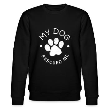 Rettungshund Geschenk Mein Hund hat mich gerettet - Stanley/Stella Unisex Bio-Sweatshirt CHANGER  - Schwarz - Vorne - Nik (191cm) & Marisol (170cm)
