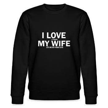 Ich liebe es, wenn meine Frau mich mehr Waffen kaufen lässt - Stanley/Stella Unisex Bio-Sweatshirt CHANGER  - Schwarz - Vorne - Nik (191cm) & Marisol (170cm)