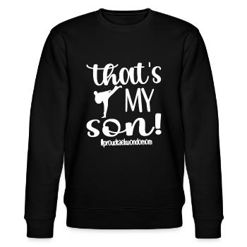 Das ist mein Sohn Stolze Taekwondo Mama Taekwondo Mama - Stanley/Stella Unisex Bio-Sweatshirt CHANGER  - Schwarz - Vorne - Nik (191cm) & Marisol (170cm)