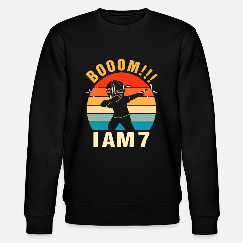 Kinder Dabbing Geburtstag Shirt 7 Jahre alt Geburtstag O - Stanley/Stella Unisex Bio-Sweatshirt CHANGER  - Schwarz