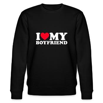 I Love My Boyfriend Shirt I Heart My Boyfriend Shi - Stanley/Stella CHANGER Unisex Organic Sweatshirt - black - Front - Nik (191cm) & Marisol (170cm)