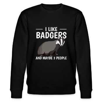 I Like Badgers And Maybe 3 People Quote Badger - Stanley/Stella CHANGER Unisex Organic Sweatshirt - black - Front - Nik (191cm) & Marisol (170cm)
