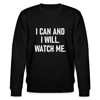 Ich kann und ich werde mich beobachten, inspirierend, positiv quo - Stanley/Stella Unisex Bio-Sweatshirt CHANGER  - Schwarz - Vorne - Nik (191cm) & Marisol (170cm)