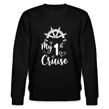 Meine erste Kreuzfahrt Männer, Frauen, Mädchen und Jungen, lustig - Stanley/Stella Unisex Bio-Sweatshirt CHANGER  - Schwarz - Vorne - Nik (191cm) & Marisol (170cm)