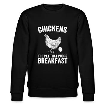 Hühner Das Haustier, das Frühstück Chicken Funn - Stanley/Stella Unisex Bio-Sweatshirt CHANGER  - Schwarz - Vorne - Nik (191cm) & Marisol (170cm)