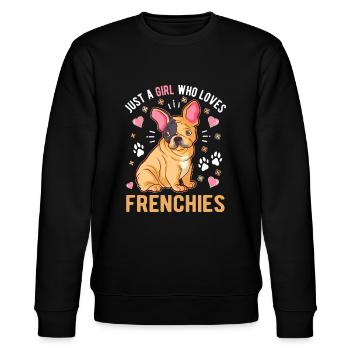 Nur ein Mädchen, das Frenchies liebt Französische Bulldogge - Stanley/Stella Unisex Bio-Sweatshirt CHANGER  - Schwarz - Vorne - Nik (191cm) & Marisol (170cm)