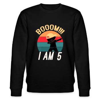 Dabbing Birthday Shirt 5 Years Old Birthday Outfit - Stanley/Stella CHANGER Unisex Organic Sweatshirt - black - Front - Nik (191cm) & Marisol (170cm)
