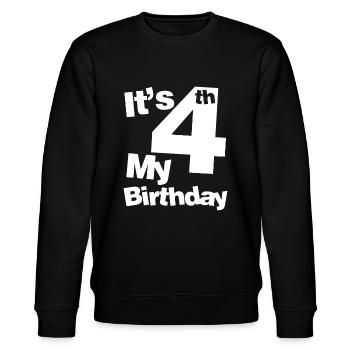 Chemise 4ème anniversaire. C’est mon 4ème anniversaire 4 ans - Sweat bio CHANGER Stanley/Stella Unisexe - noir - Devant - Nik (191cm) & Marisol (170cm)