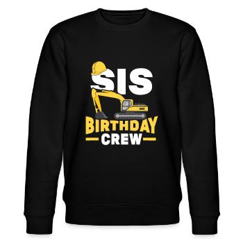 Bau Geburtstagsfeier Bagger Schwester Sis Birt - Stanley/Stella Unisex Bio-Sweatshirt CHANGER  - Schwarz - Vorne - Nik (191cm) & Marisol (170cm)