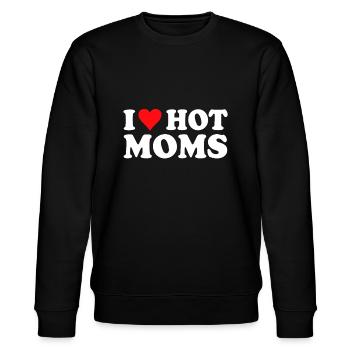 I Love Hot Moms Shirt I Heart Hot Moms Shirt Love - Stanley/Stella Unisex Bio-Sweatshirt CHANGER  - Schwarz - Vorne - Nik (191cm) & Marisol (170cm)