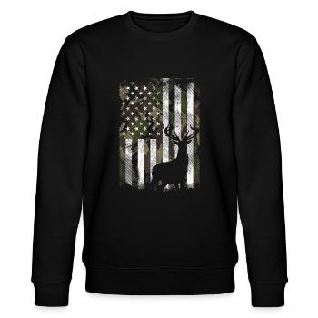 Camo US Flagge Hirsch Elch Bock Camoflage Jagd Jagd Jagd - Stanley/Stella Unisex Bio-Sweatshirt CHANGER  - Schwarz - Vorne - Nik (191cm) & Marisol (170cm)