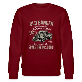 67th Birthday Vintage Old Banger 67 Years Old Men - Stanley/Stella CHANGER Unisex Organic Sweatshirt - burgundy - Front - Nik (191cm) & Marisol (170cm)