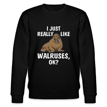Ich mag Walrosse OK lustiges Walross Tee sh - Stanley/Stella Unisex Bio-Sweatshirt CHANGER  - Schwarz - Vorne - Nik (191cm) & Marisol (170cm)
