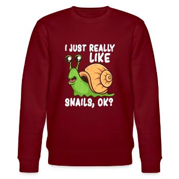I Just Really Like Snails, Ok Funny Snail Lover Gi - Stanley/Stella CHANGER Unisex Organic Sweatshirt - burgundy - Front - Nik (191cm) & Marisol (170cm)