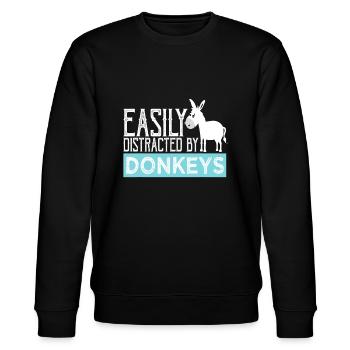 Esel leicht abgelenkt - Esel Geschenke für Donke - Stanley/Stella Unisex Bio-Sweatshirt CHANGER  - Schwarz - Vorne - Nik (191cm) & Marisol (170cm)